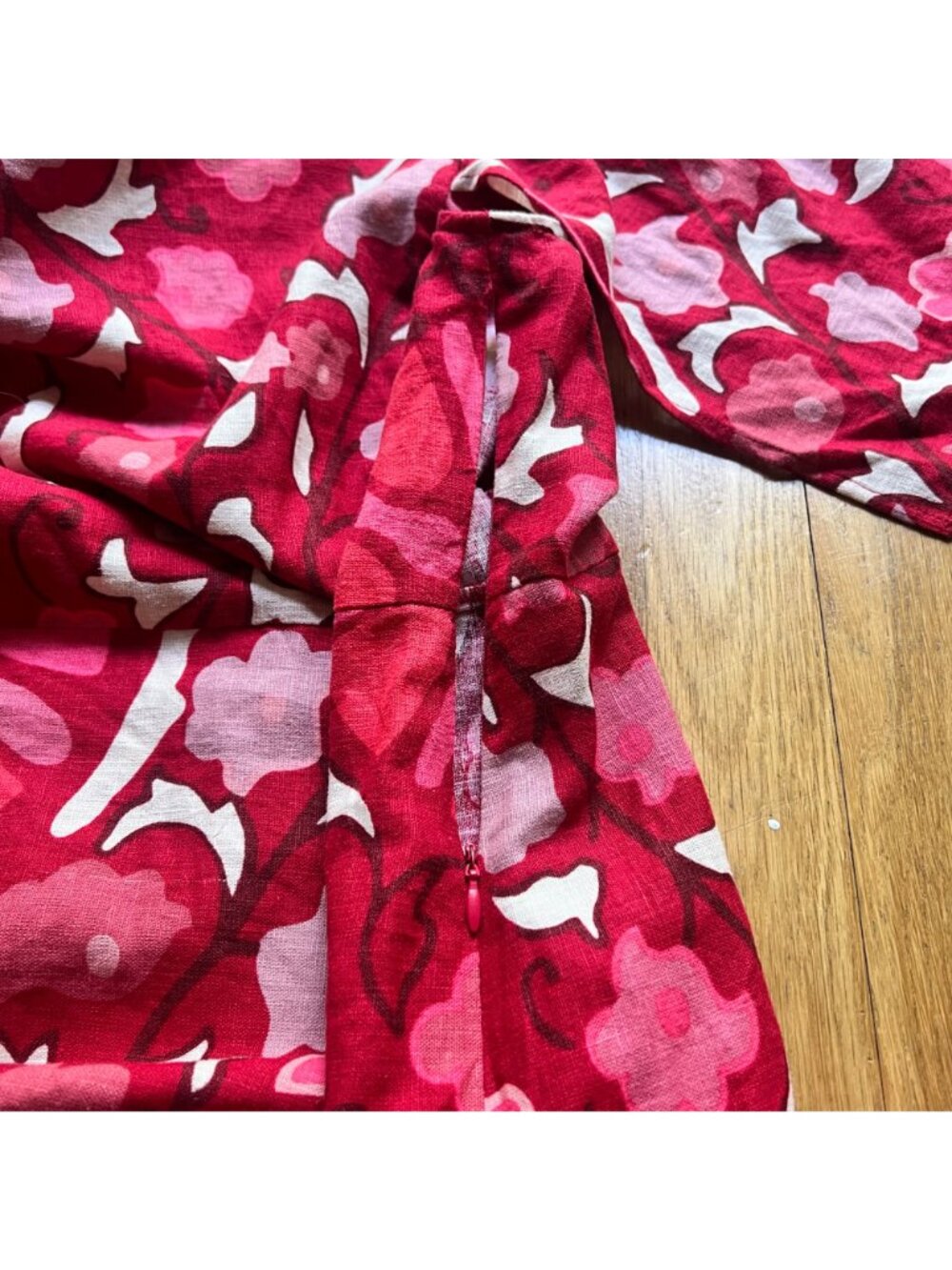 Rhode X Target Size 14 NEW Red Zinnia Floral Print Short Bell Sleeve Midi Dress - Picture 9 of 16